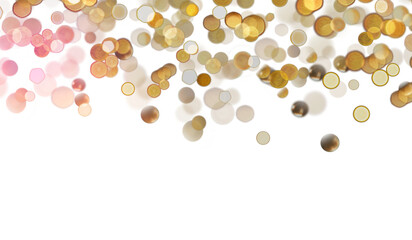 Blurred bokeh colors light glowing on transparent background