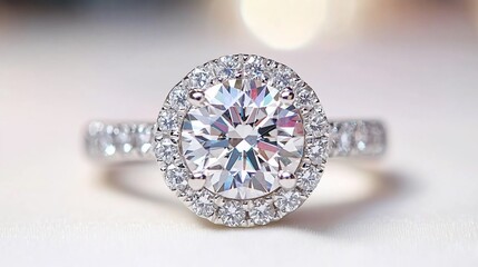 Dazzling Diamond Halo Engagement Ring