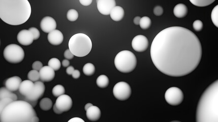 Abstract image of floating white spheres on a black background.