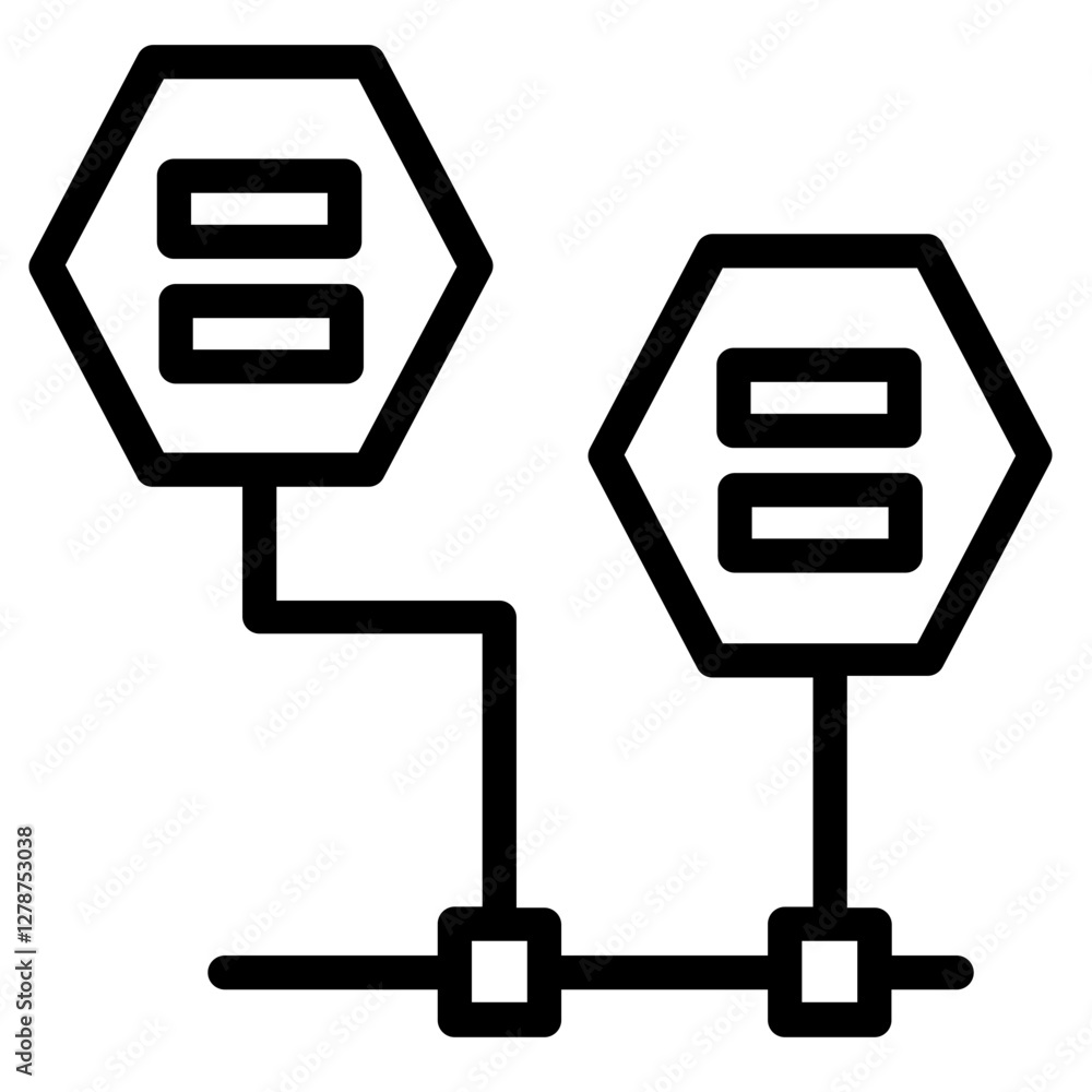Poster network server files line icon