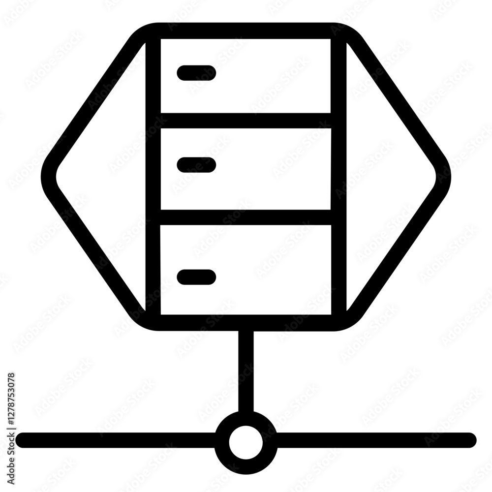 Poster network server storage line icon