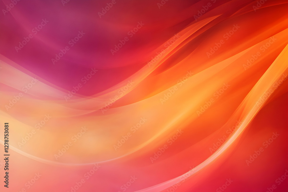 Poster abstract red orange gradient background with flowing light curves