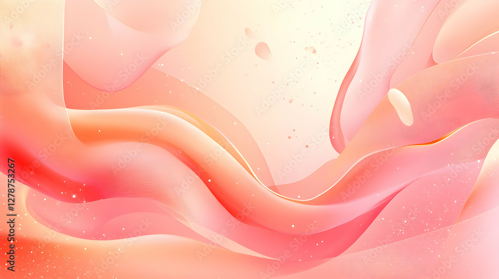 Poster abstract coral waves with light streaks and soft gradient background
