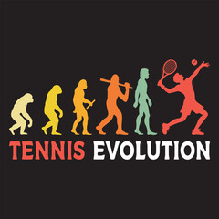 Tennis Evolution vector illustration, Human Evolution Silhouette Design, evolution of man T-shirt
