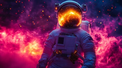 Fototapeta premium Breathtaking 3D Space Scene Astronaut Floating Abstract Digital Art photo