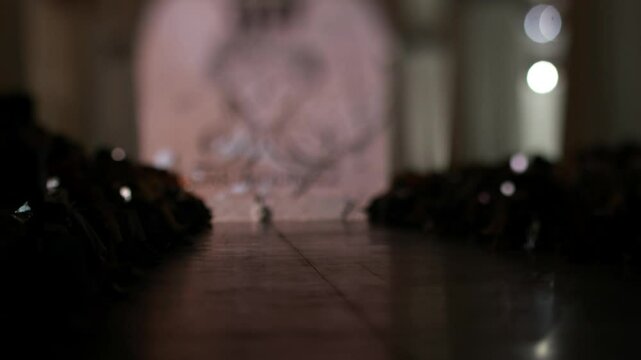 Blur background of Empty Fashion runway, fashion runway out of focus