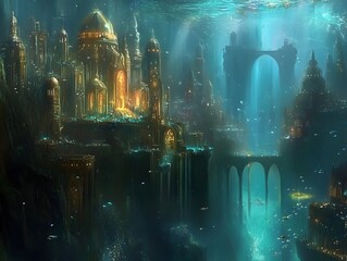 A mysterious underwater city on a planet