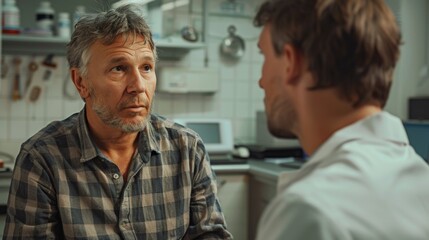 Fototapeta premium Discussion on male infertility treatment options in a medical setting