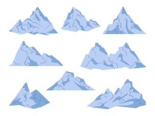 Detailed Rocky Mountain Illustration Set. A set of detailed rocky mountain illustrations with sharp peaks and natural cracks. Perfect for landscape designs, adventure themes, and outdoor graphics