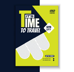 Travel social media Facebook banner design, cover poster, flyer template	
