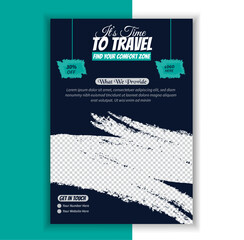 Travel social media Facebook banner design, cover poster, flyer template	

