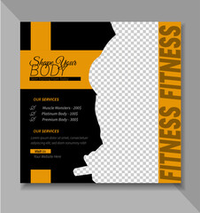 Gym Fitness social media post design template. Suitable for social media, flyers, banner, and web internet.
