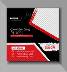 Gym Fitness social media post design template. Suitable for social media, flyers, banner, and web internet.