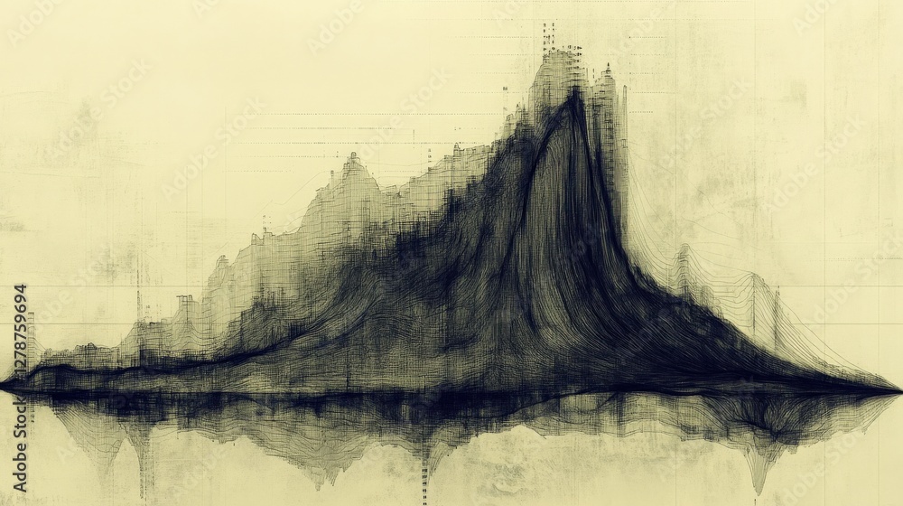 Aufkleber abstract representation of data trends with a flowing wave pattern against a neutral background