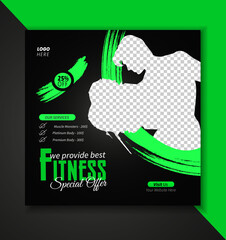 Gym Fitness social media post design template. Suitable for social media, flyers, banner, and web internet.