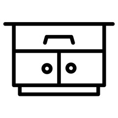 Cabinet Wardrobe Desk Line Icon