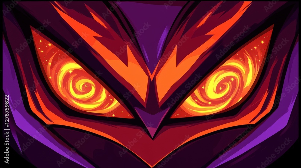Poster eyes shining with swirling galaxy-like patterns in vibrant colors and dynamic design