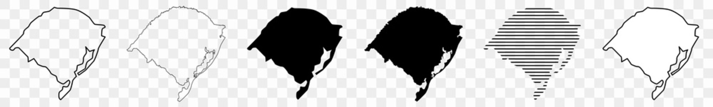 Rio Grande do Sul Map Black | Brazilian State Border | State Country | Transparent Isolated | Variations