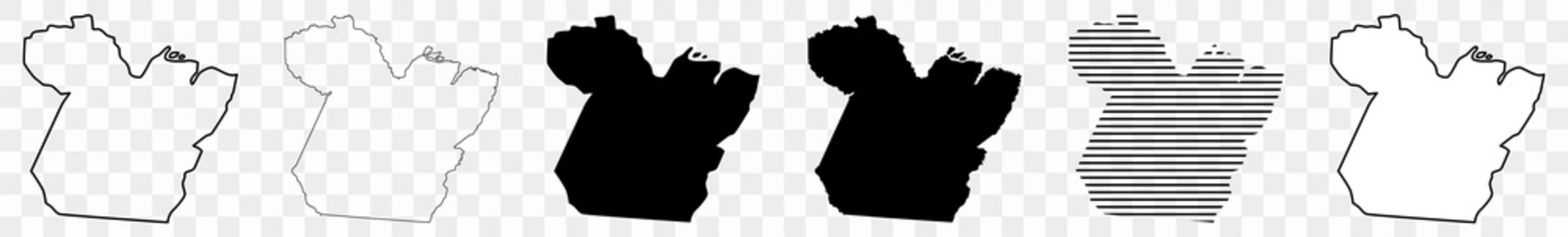 Par&aacute; Map Black | Brazilian State Border | State Country | Transparent Isolated | Variations