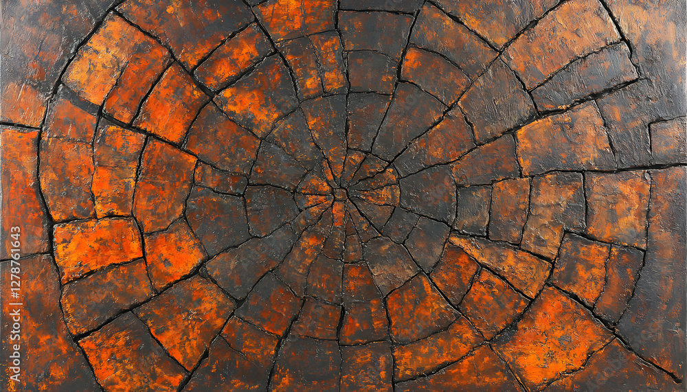 Poster abstract circular pattern with orange and black color texture art