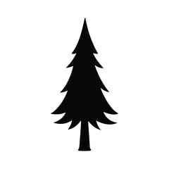 Black and White Christmas Tree Silhouette for Festive Design Projects. Adobe Illustrator Artwork