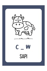 Colorful Cartoon Farm Animal Flash Cards Printable