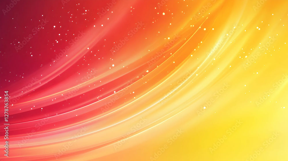 Poster abstract red and yellow gradient background with flowing light streaks