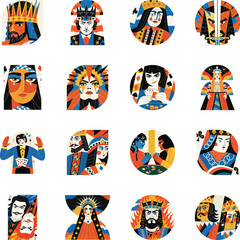 Collection of Flat Style Poker Illustrations 

