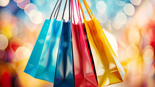 Colorful paper bags for shopping
Plenty of colorful paper shopping bags on a white isolated background.
