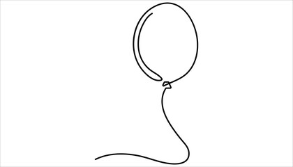 Elegant continuous one line drawing of a heart shaped balloon.  balloon one line drawing birthday celebration. Holiday festive present gift concept.  © Tania