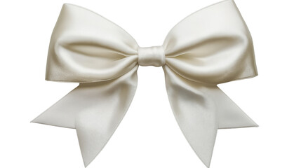 Naklejka premium A white bow made of satin ribbon, isolated on a transparent background PNG 