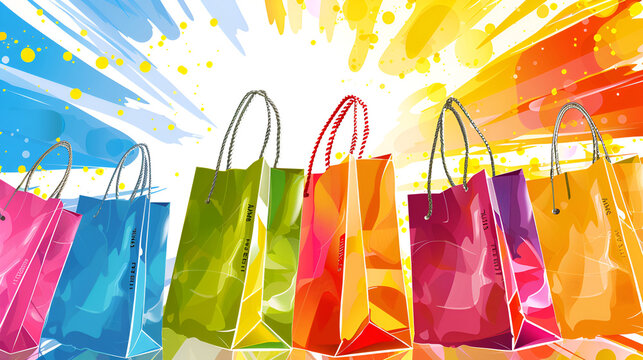 Colorful paper bags for shopping
Plenty of colorful paper shopping bags on a white isolated background.
