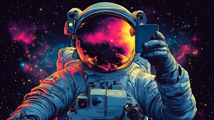 Futuristic Astronaut Floating Space Abstract 3D Render Cosmic Scene photo