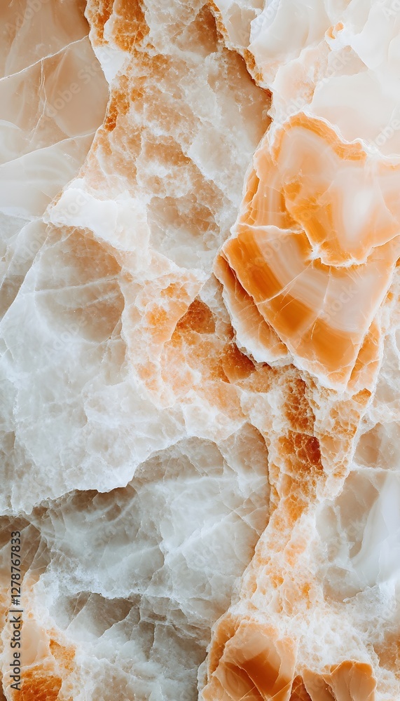 Poster abstract image showing natural stone patterns in orange and white
