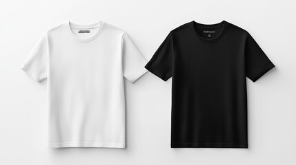 Two black and white t-shirt mockups white background.