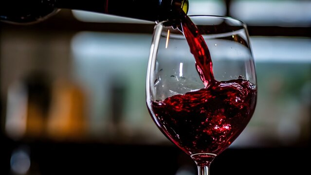 Elegant splash of red wine a crystal glass dra