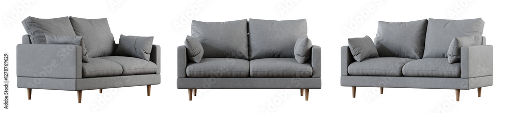Poster Sofa set isolated on transparent background. 3D render. 3D illustration.