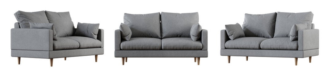Sofa set isolated on transparent background. 3D render. 3D illustration.