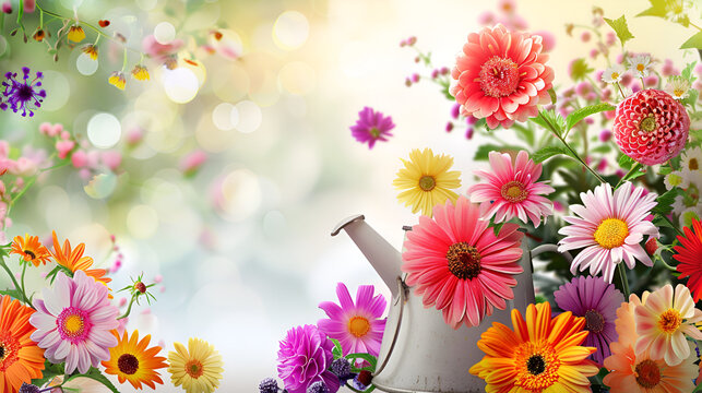 Celebrate Mother's Day with a vibrant bouquet of fresh flowers set against a clear, bright background, ideal for a copy space image.
Vibrant Spring Flowers in a Colorful Floral Arrangement Blooming 