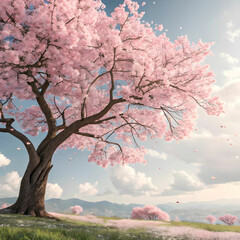 realistic sakura tree