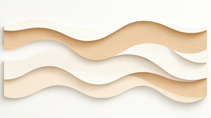 Decorative Wall Panels with Curved Wave Design in Neutral Tones and Textured Surface Elements