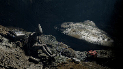 Ancient Alien Wreckage Discovered in Cave © anibal