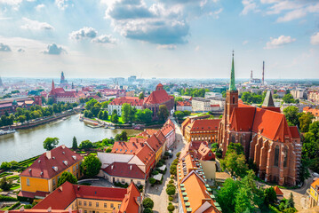Aerial view of Wroclaw city