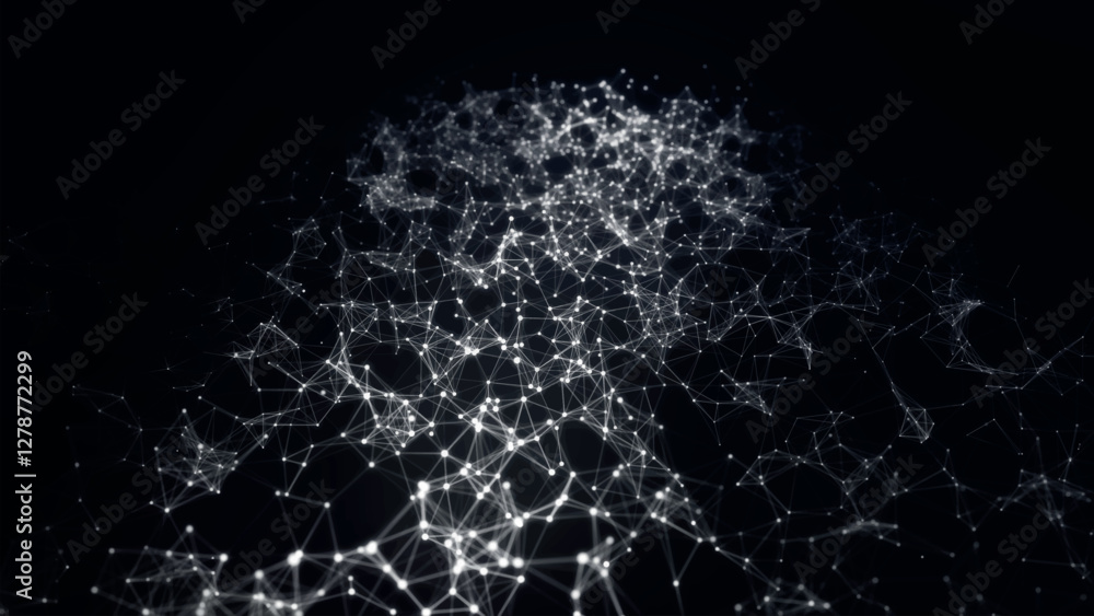 Poster abstract background with connecting dots and lines. network connection structure. plexus effect. 3d 