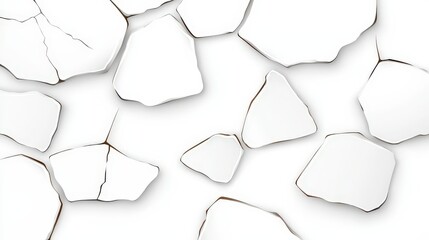 Cracked White Surface with Textured Fractures and Abstract Design Elements for Background Use