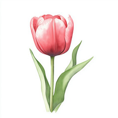 チューリップ素材水彩調レッド