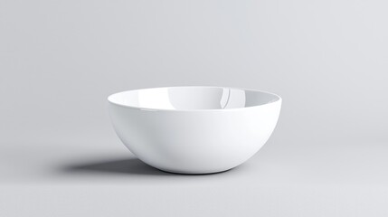 White bowl on grey background; food photography