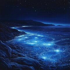 Fototapeta premium The Starry Scenery Along the Coast