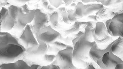 Abstract White Texture with Flowing Waves and Soft Shadows for Artistic Backgrounds