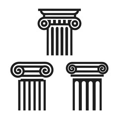 Elegant Ionic Column Vector Set for Architecture and Design.